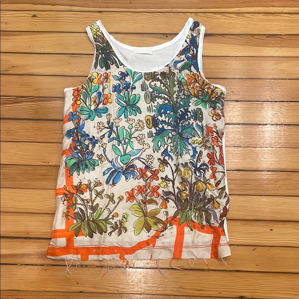 Floral Print Sleeveless Blouse - Multicolor
